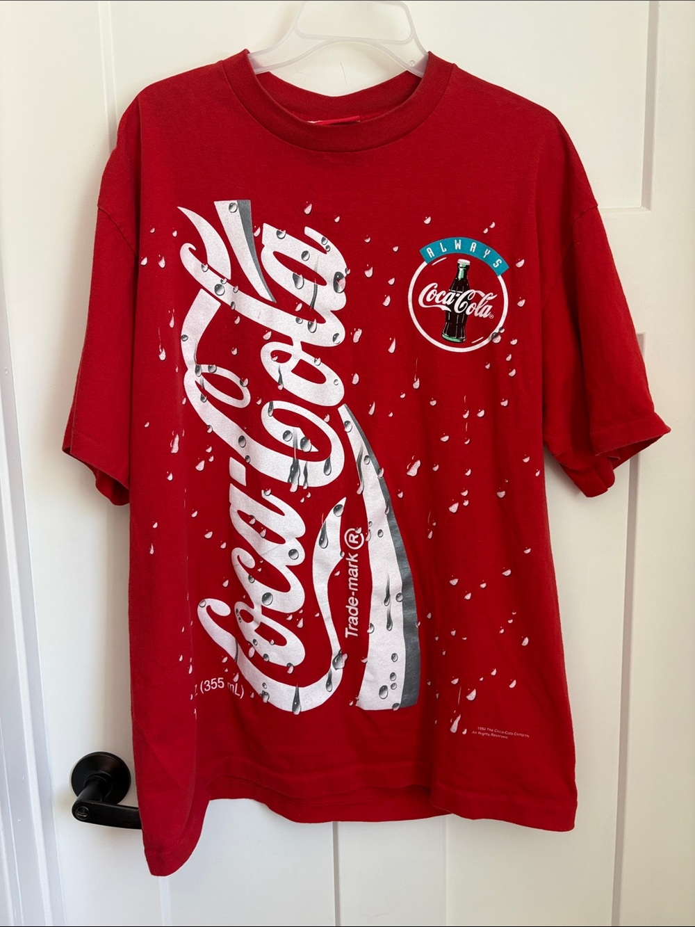 100% cotton Vintage Coca-Cola Red T-Shirt with front & back graphic
